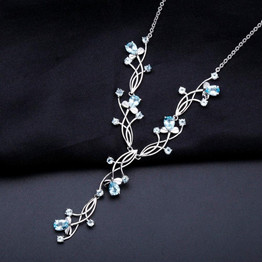 Sky Blue Topaz Romantic Gemstone Pendants Necklace
