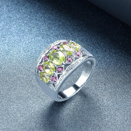 Peridot Garnet Solid 925 Sterling Silver Rings