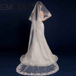 3 Meters Long One Layer Lace Bridal White Tulle Wedding Veils
