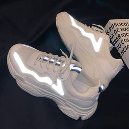 Reflective Sneakers Vulcanized Shoes Woman Designer Platform Chunky Sneakers