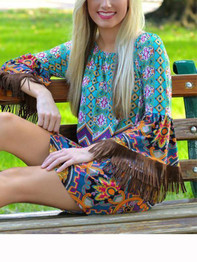 Summer Bohemia Floral Off Shoulder with Tassels Bodycon Mini Dress