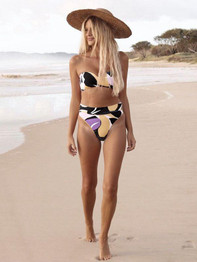 Sexy Split Bikini Geometric Print Swimsuit