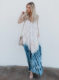 Spaghetti Strap Print Beach Maxi Long Dress