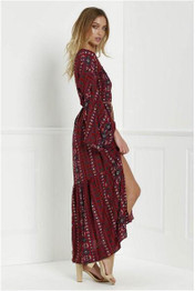 Loose Print Floral Loose Sleeves Long Dress Dress