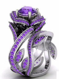 Creative Rose Flower Zircon Crystal Rings Jewelry