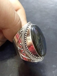 Retro Natural Labradorite Gemstone Finger Rings Jewelry