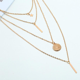 Bohemian  Statement Pentagon Star Pendant Multilayer Necklace Jewelry