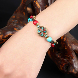 Ethnic Multilayers Colorful Stone Beaded Bohemia Adjustable Nepal Bracelet Jewelry
