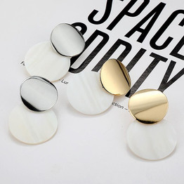 Fashion Women Round Shell Drop Earrings Metal Charming Bohemian Jewelry