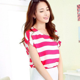 Women Blouses Shirts Chiffon Feminina Top Tee Short Shirt Woman Clothing Blusa Camisa Summer Tops