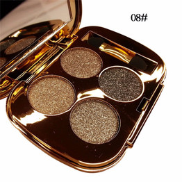 Professional Eye Makeup 4 Colors Palette Gold Smoky Diamond Bright Glitter Eye Shadow