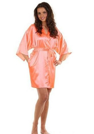 Women Silk Satin Short Night Robe Solid Kimono Robe Fashion Bath Robe Sexy Bathrobe Peignoir Femme