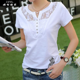 FEKEHA Summer T-shirt Women Casual Lady Top Tees Cotton White Tshirt Female Brand Clothing T Shirt