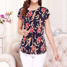 5XL 2018 women summer tops tees ladies short t shirt Women's Boat anchor t-shirt Silk female tshirt