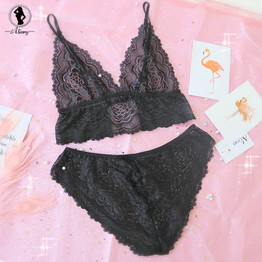VenusFox sexy floral lace seamless bra panty set lingerie