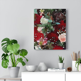 Foxglove Red Floral Painting Canvas Gallery Wrap