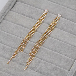 Long Crystal Tassel Bridal Earrings