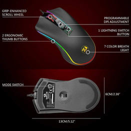 Wired RGB LED Color  10000 DPI  Gaming Mouse