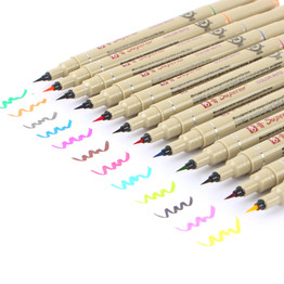 Micron Superior Needle Brush Markers, set of 12