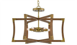 Bastian Wood Semi Flush Chandelier- Currey & Co 9000-0221