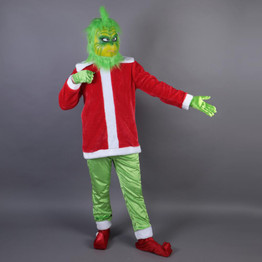 Christmas Adult Grinch Luxury Santa Costume with Mask cosplay suit