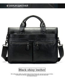 Briefcase men messenger bag leather genuine shoulder crossbody laptop business totes
