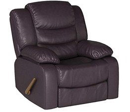 Divano Roma Furniture Bonded Leather Rocker Recliner Living Room Chair (Brown)