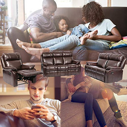 Recliner Sofa Loveseat Leather Sofa Recliner Couch Manual Reclining Sofa Recliner Chair, Love Seat, and Sofa for Living Room Home Furniture