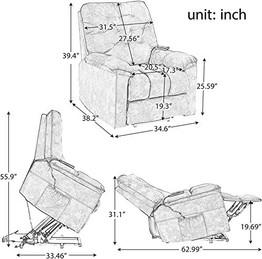 Lift Chairs for Elderly , Reclining Chair Sofa Electric Recliner Chairs with Remote Control Soft Fabric Lounge
