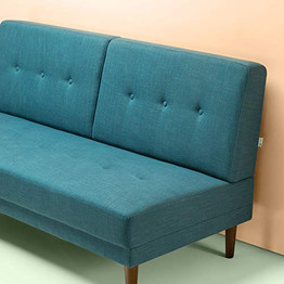 Zinus Juan Mid-Century 65 Inch Armless  Sofa / Living Room Couch, Turquoise