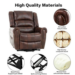 Mecor Lift Chair Recliners,Lift Chair for Elderly,Reclining Lift Chairs with Dual Motor,Pu Leather Sleeper Recliner Chair with Massage/Heat/Vibration/Remote Control for Living Room (Espresso)