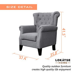 Mid-Century Modern Accent Fabric Arm Chair Comfy Upholstered Single Sofa for Living Room Furniture, Gray（Style2）