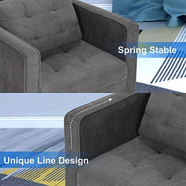 STHOUYN Mid Century Modern Upholstered Fabric Accent Chair with Arms Set of 2 Armchair Comfy Reading Chair for Living Room Studio Office Couch, Single Sofa Set Bedroom Grey