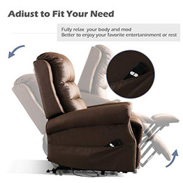 EBELLO Power Lift Assist Recliner Oversized for Elderly-Electric Large Lift Chair with Remote Control, Electric Reclining Sofa, Living Room Home Theater Chair Soft WarmFabric Lounge, Chocolate