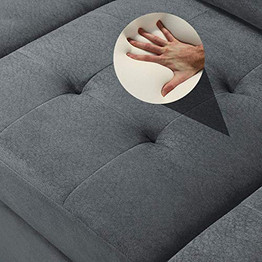 Merax Sectional Sofas 3-Seat Sofa Sectional Sofa Couches with Chaise Lounge and Ottoman for Living Room Furniture (Grey)