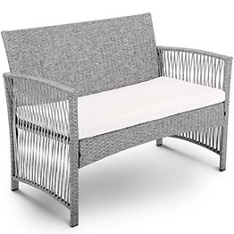 P PURLOVE Patio Furniture Sets 4 Pieces Outdoor Rattan Sofa Wicker Furniture Set Outdoor Wicker Sectional Set for Balcony Poolside Backyard Porch Poolside Garden