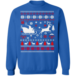 Reindeer Ugly Christmas Sweater Santa Sleigh