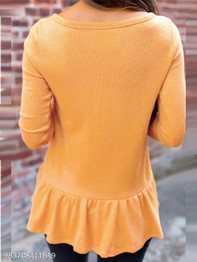 V Neck Asymmetric Hem Loose Fitting Plain Knit Pullover