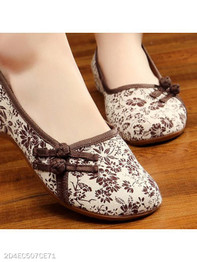 SOCOFY Floral Low Heeled Blend Round Toe Casual Flat & Loafers