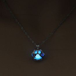 Glow In The Dark Dog Paw Necklace
