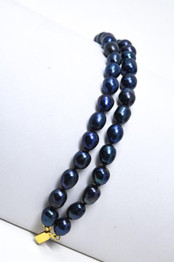Double Strand Black Baroque Pearl Necklace and Matching Bracelet