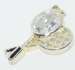 925 Sterling Silver Tennis Racket Charm for Bracelet or Pendant