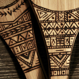 Wood Burned Bamboo Utensil Set - 3pc