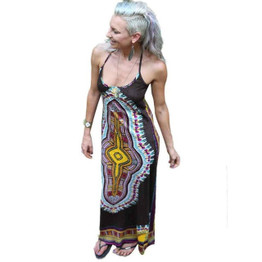 Women African Printing Sleeveless Long Harness Dress For Fashion Womens Ladies Slim Dresses