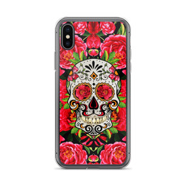 Sugar Skull- Red Vintage Cell Phone Case - Fits iPhone X and Other Sizes 5-X