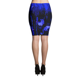 Carnation Salsa Blue Spandex Bodycon Stretch Pencil Skirt