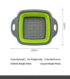 Square Shape Drain Basket Collapsible Colanders Foldable Silicone Kitchen Organizer Fruit Vegetable Baskets Folding Strainers