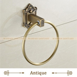 Antique Brass Towel Ring Wall Mounted Artistic Bathroom Bath Towel Rack Wf71205