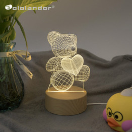 2020 Newest 3D LED Lamp Creative Wood grain Night Lights Novelty Illusion Night Lamp 3D Illusion Table Lamp For Home Decorative