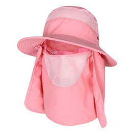 Unisex Wide Brim Bucket Hat With Face and Neck Protection Flap